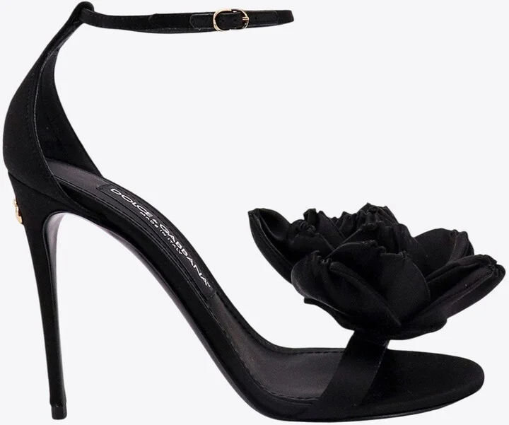 105 Floral Appliqué Satin Sandals
