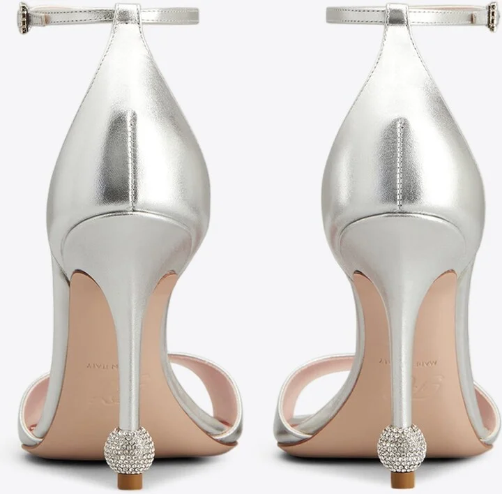 105 Jewel Embellished Sandals in Metallic Leather - Image 2