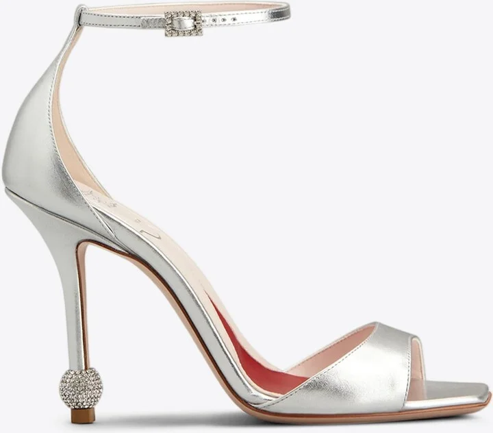 105 Jewel Embellished Sandals in Metallic Leather