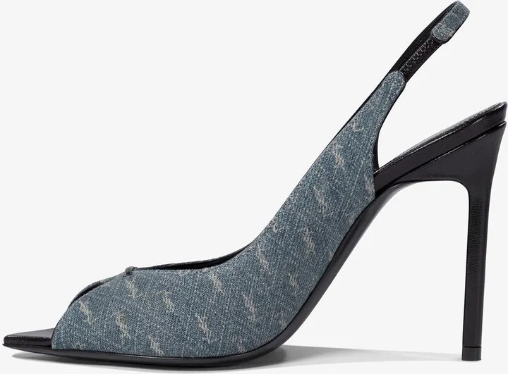 105 Logo Jacquard Denim Slingback Sandals - Image 2
