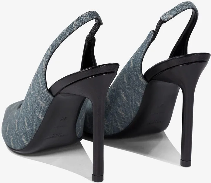 105 Logo Jacquard Denim Slingback Sandals - Image 3