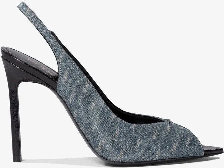 105 Logo Jacquard Denim Slingback Sandals