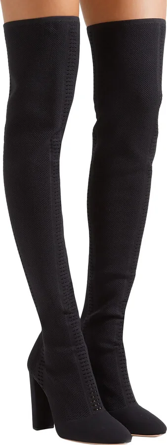 105 Perforated Stretch-Knit Over-The-Knee Boots - Image 3