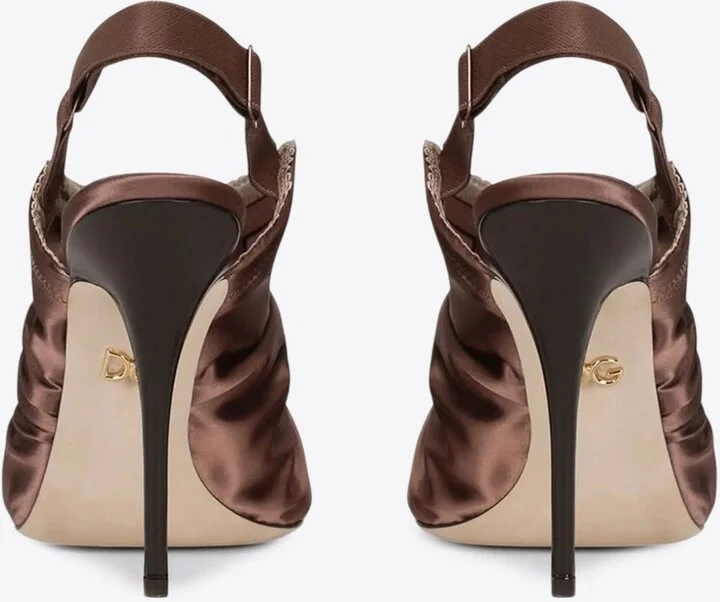 105 Ruched Satin Slingback Sandals - Image 2