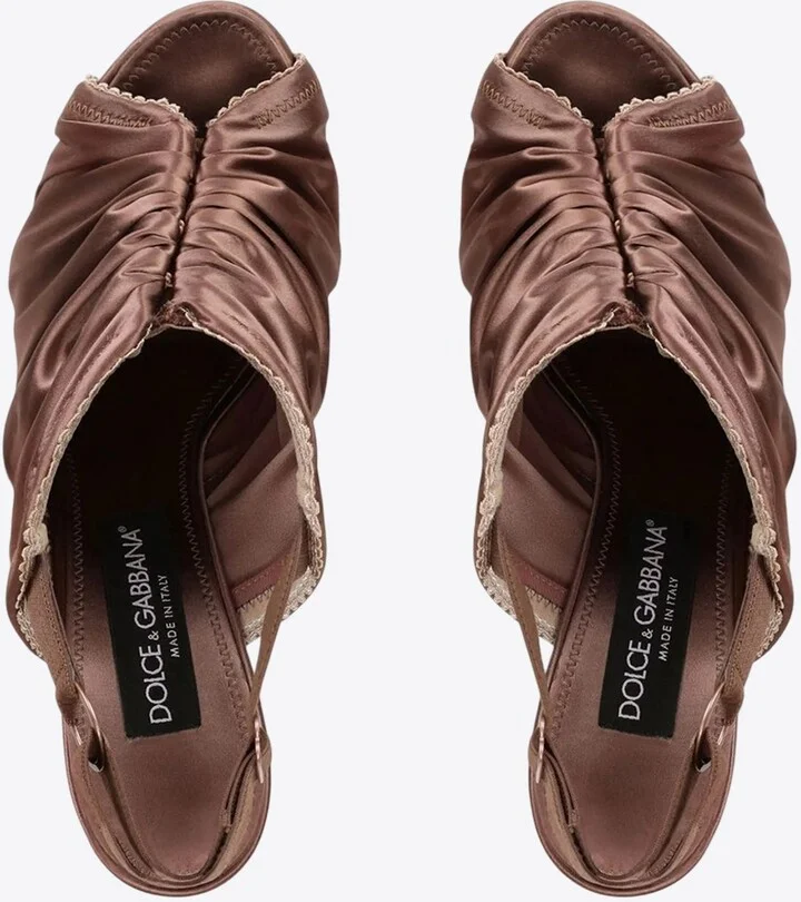 105 Ruched Satin Slingback Sandals - Image 3