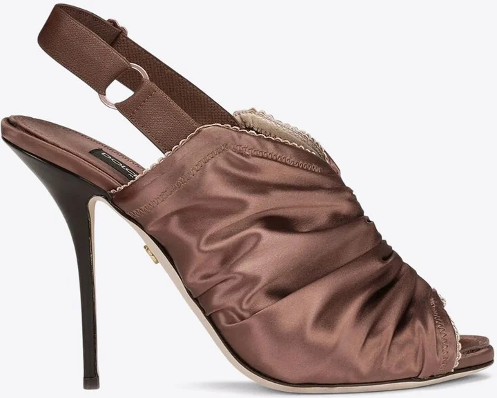 105 Ruched Satin Slingback Sandals