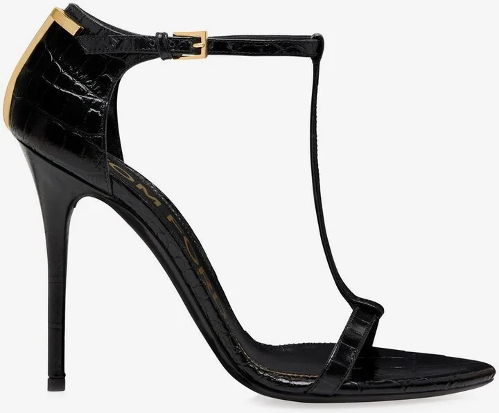 105 Sandals in Croc-Embossed Leather