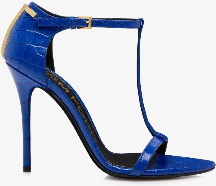 105 Sandals in Croc-Embossed Leather