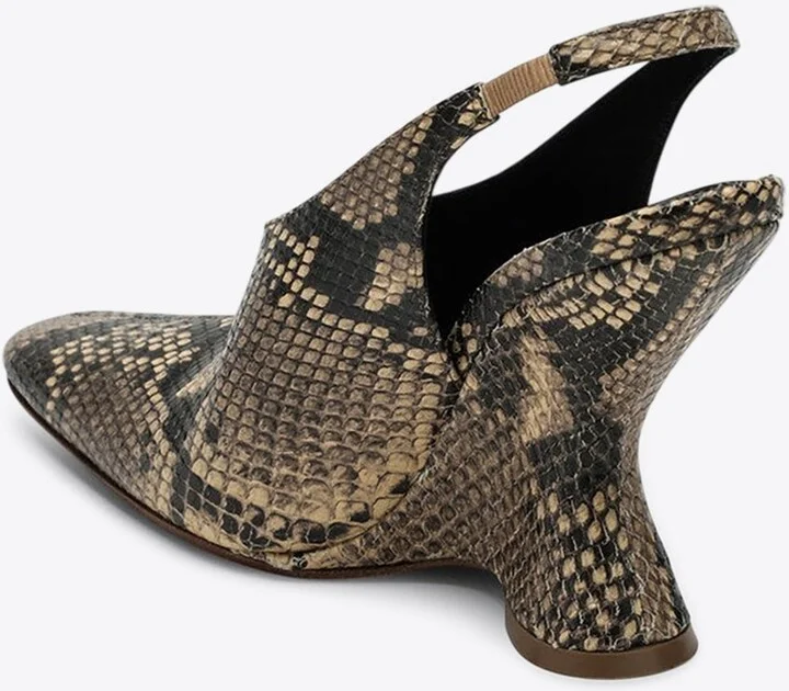 105 Snake-Effect Leather Wedge Pumps - Image 2
