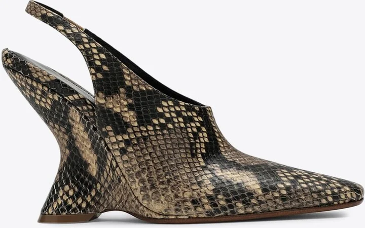 105 Snake-Effect Leather Wedge Pumps