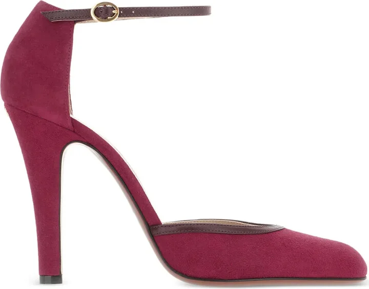 105mm Ankle-Strap Suede Pumps