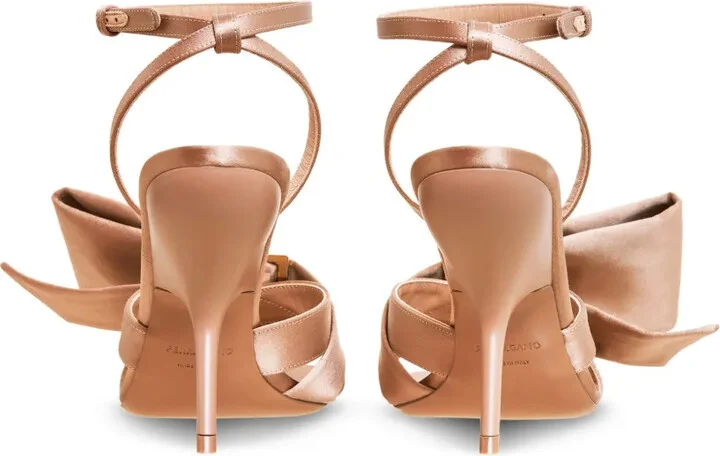 105mm Asymmetric-Bow Satin Sandals - Image 3