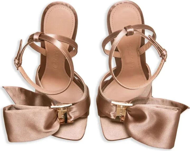 105mm Asymmetric-Bow Satin Sandals - Image 4