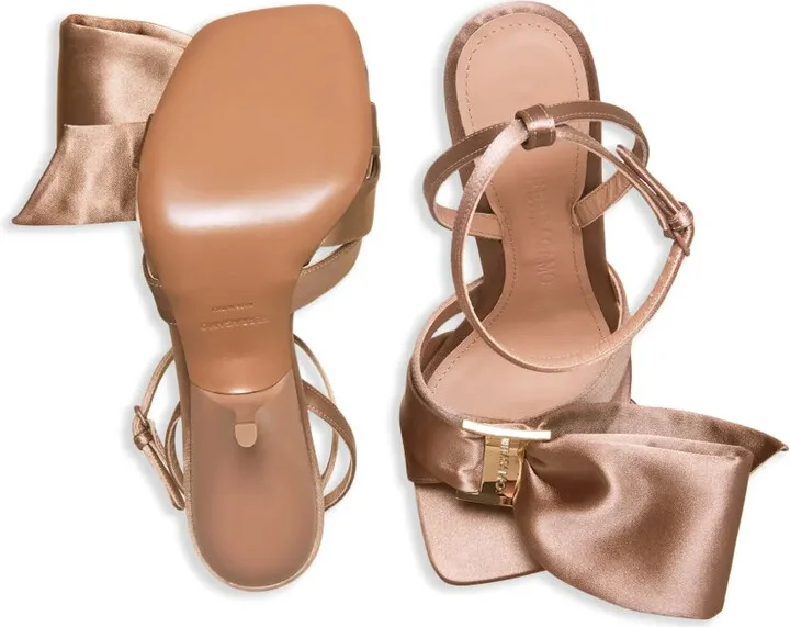 105mm Asymmetric-Bow Satin Sandals - Image 5