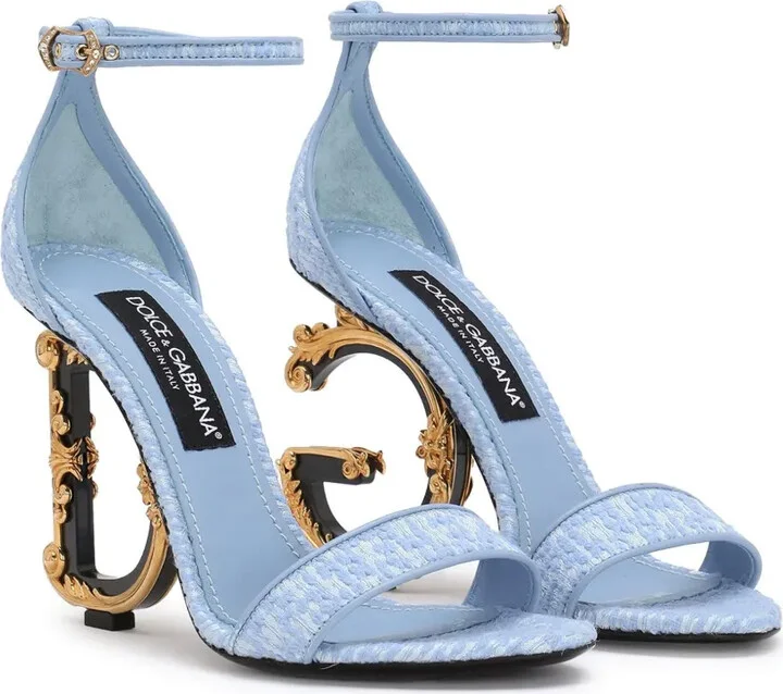 105mm Baroque DG-heel bouclé sandals - Image 2