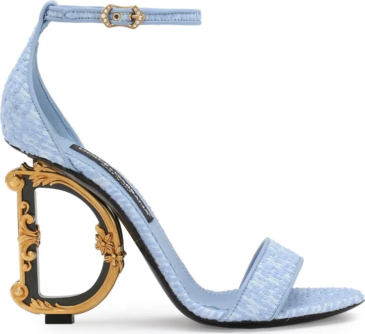 105mm Baroque DG-heel bouclé sandals