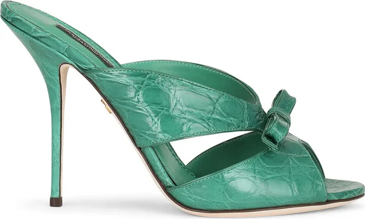 105mm Bow-Detail Leather Sandals