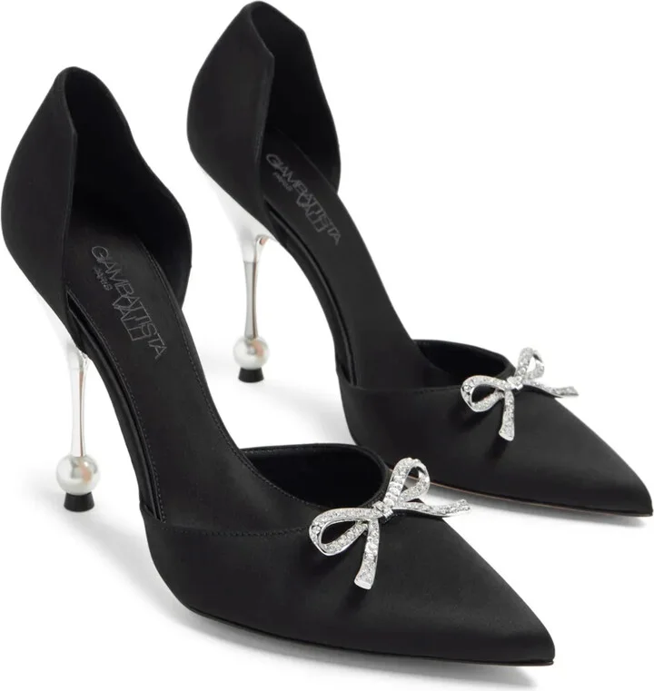 105mm Bow-Embellished Satin Pumps - Image 5