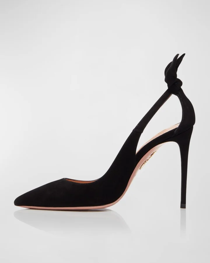 105mm Bow Suede Pumps - Image 2