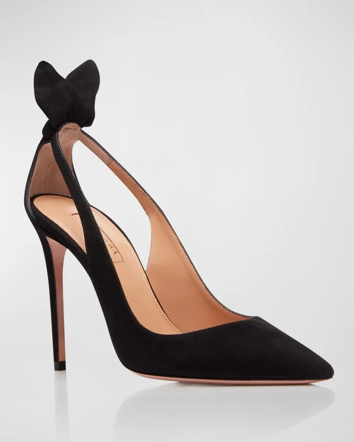 105mm Bow Suede Pumps - Image 7