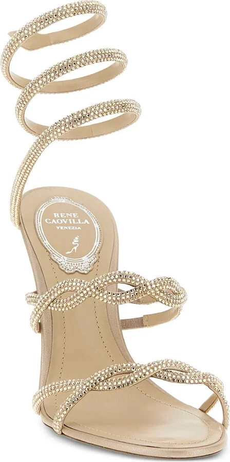 105mm Braid Cleo rhinestone-embellished spiral-wrap sandals - Image 2