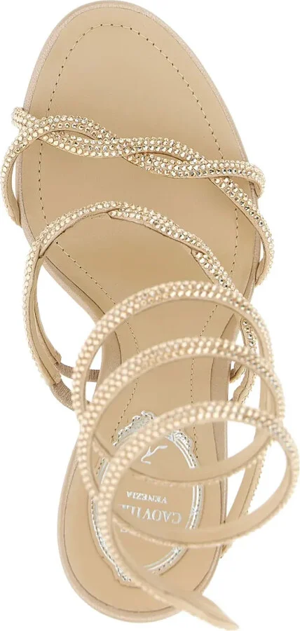 105mm Braid Cleo rhinestone-embellished spiral-wrap sandals - Image 3