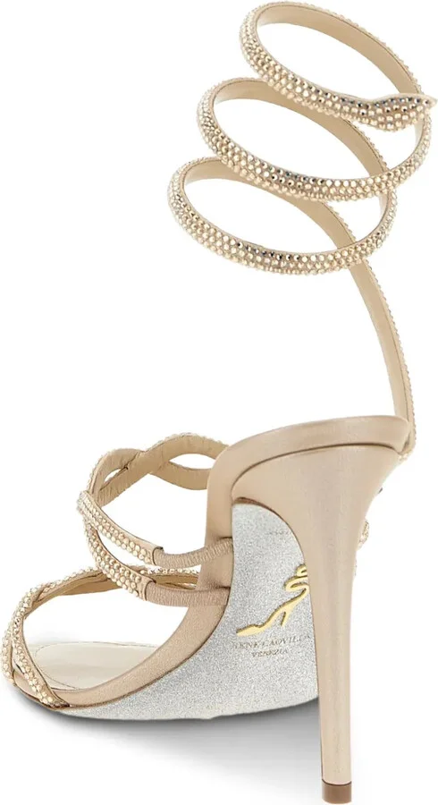 105mm Braid Cleo rhinestone-embellished spiral-wrap sandals - Image 4