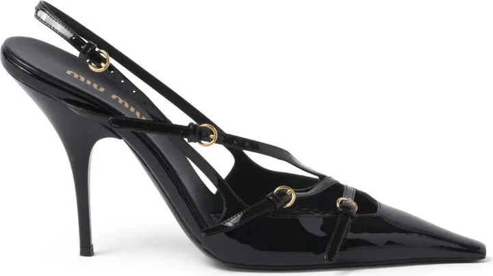 105mm Buckle-Embellished Slingback Pumps