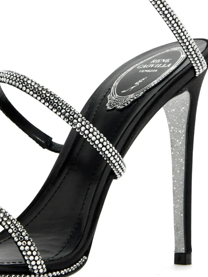 105mm Cleo Anthracite crystal-embellished spiral-strap sandals - Image 4