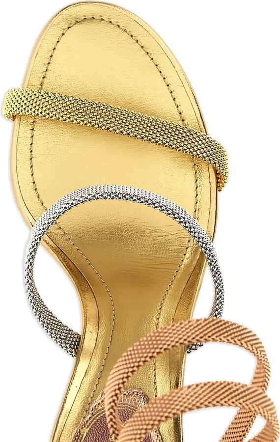 105mm Cleo spiral-strap metallic sandals - Image 3