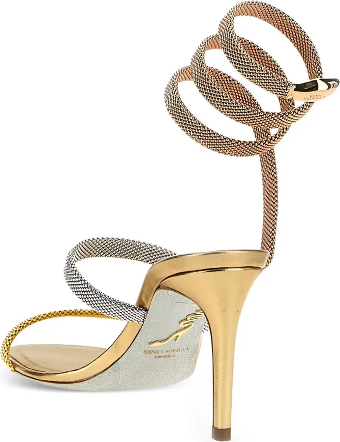 105mm Cleo spiral-strap metallic sandals - Image 4