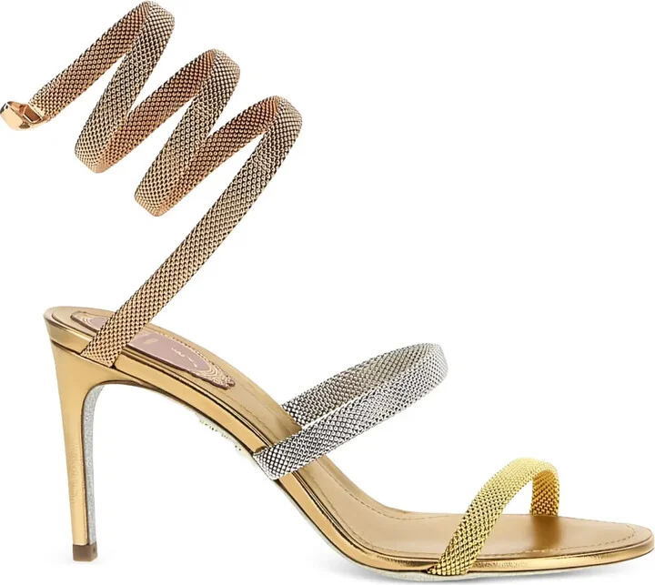105mm Cleo spiral-strap metallic sandals