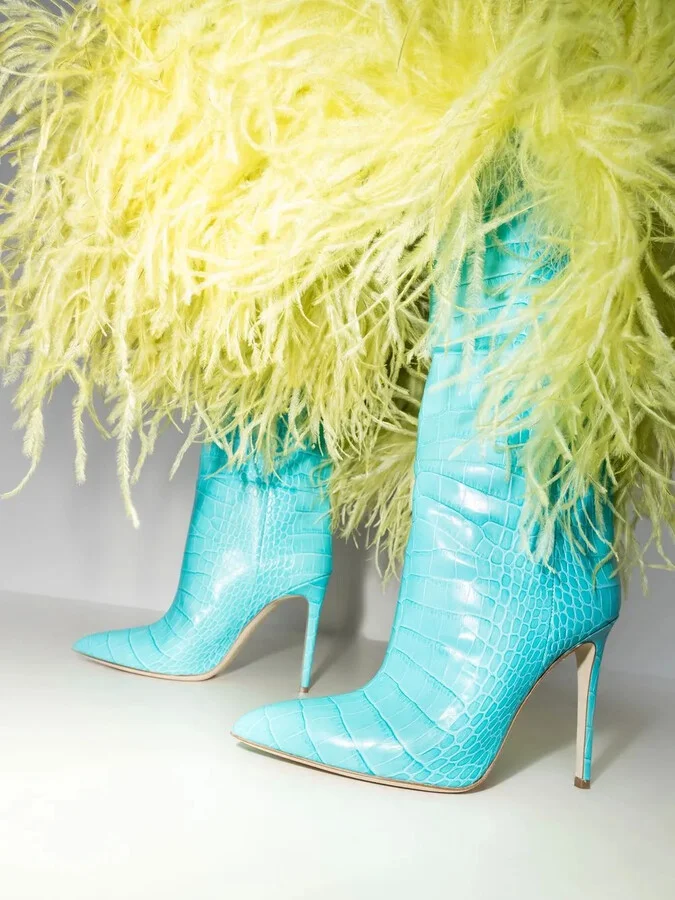 105mm Crocodile-Effect Knee Boots - Image 3