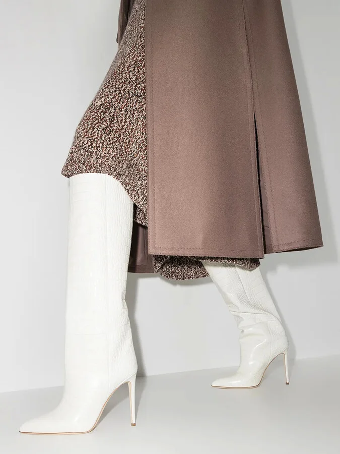 105mm Crocodile-Effect Knee-High Boots - Image 3