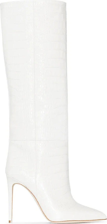105mm Crocodile-Effect Knee-High Boots