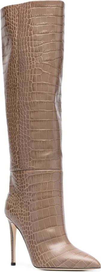 105mm Crocodile-Effect Leather Boots - Image 2
