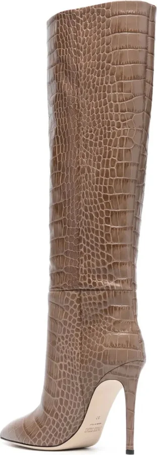105mm Crocodile-Effect Leather Boots - Image 3