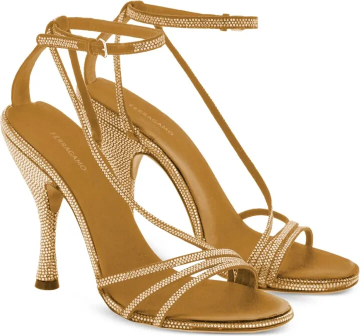 105mm Crystal-Embellished Leather Sandals - Image 2