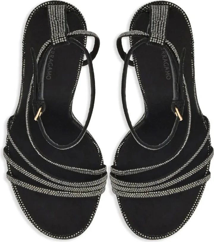 105mm Crystal-Embellished Leather Sandals - Image 4