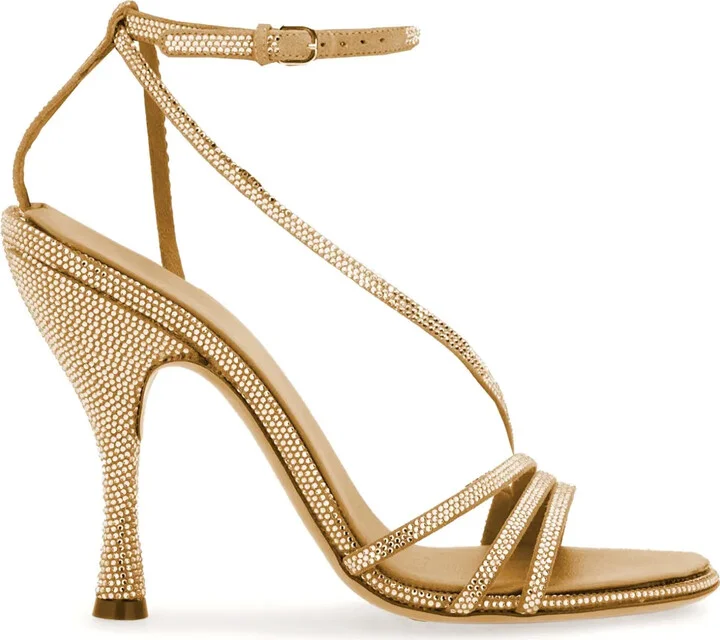 105mm Crystal-Embellished Leather Sandals