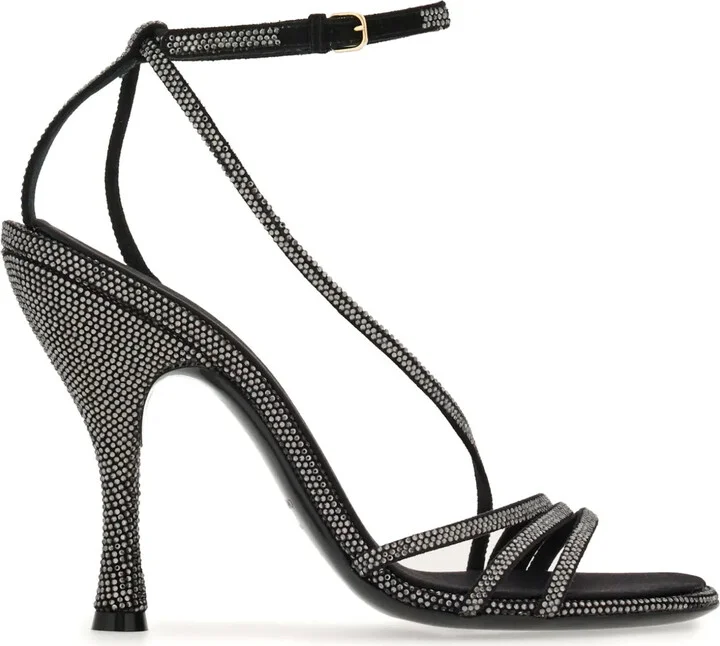 105mm Crystal-Embellished Leather Sandals