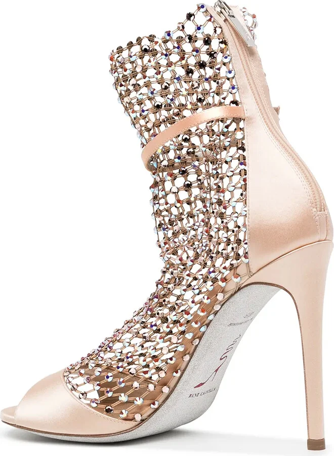105mm Crystal-Embellished Mesh Sandals - Image 3