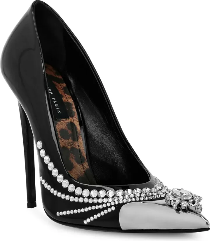105mm Crystal-Embellished Patent Leather Pumps - Image 2