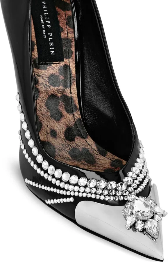 105mm Crystal-Embellished Patent Leather Pumps - Image 4