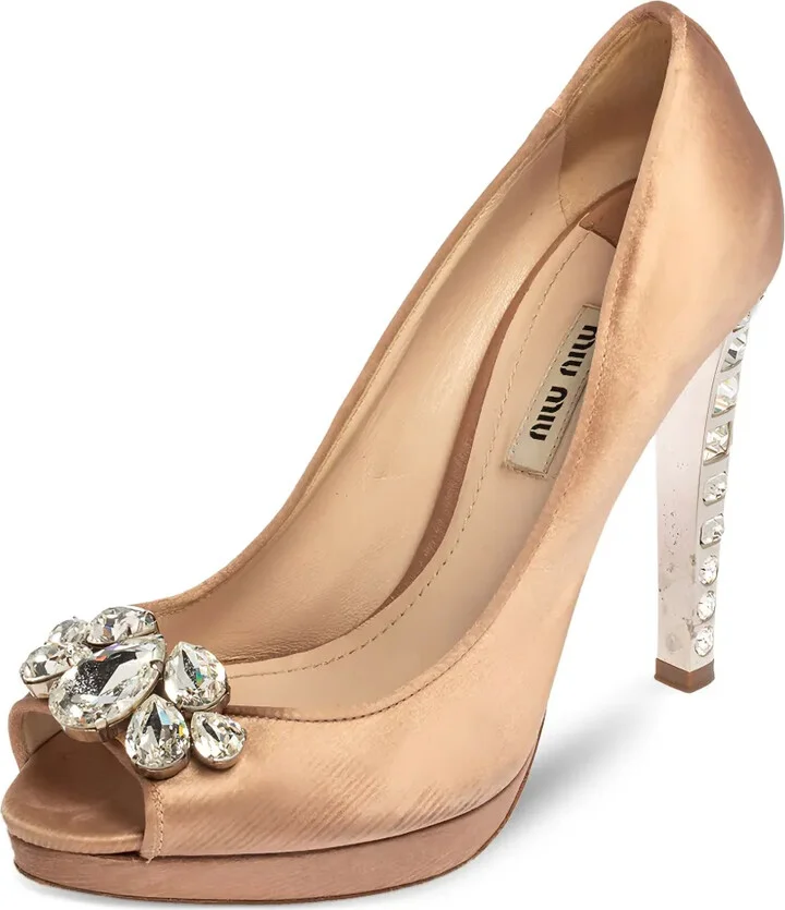 105mm Crystal-Embellished Peep-Toe Pumps - Image 2