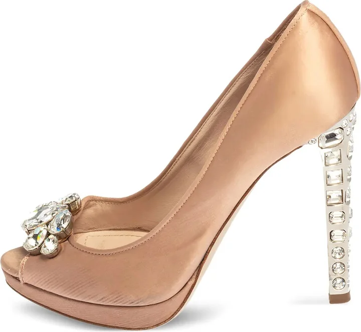 105mm Crystal-Embellished Peep-Toe Pumps