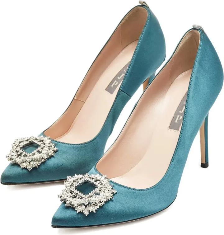 105mm Crystal-Embellished Satin Pumps - Image 2