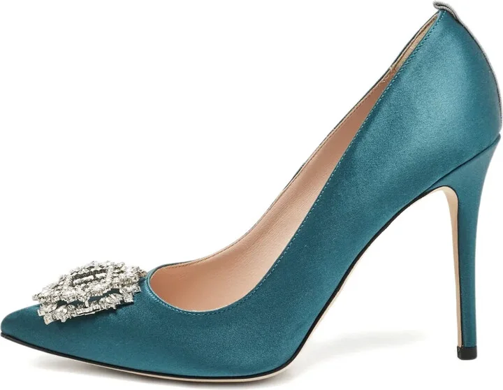 105mm Crystal-Embellished Satin Pumps