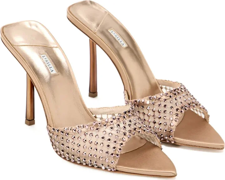 105mm Crystal-Embellished Satin Sandals - Image 2