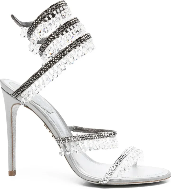 105mm Crystal-Embellished Spiral Sandals